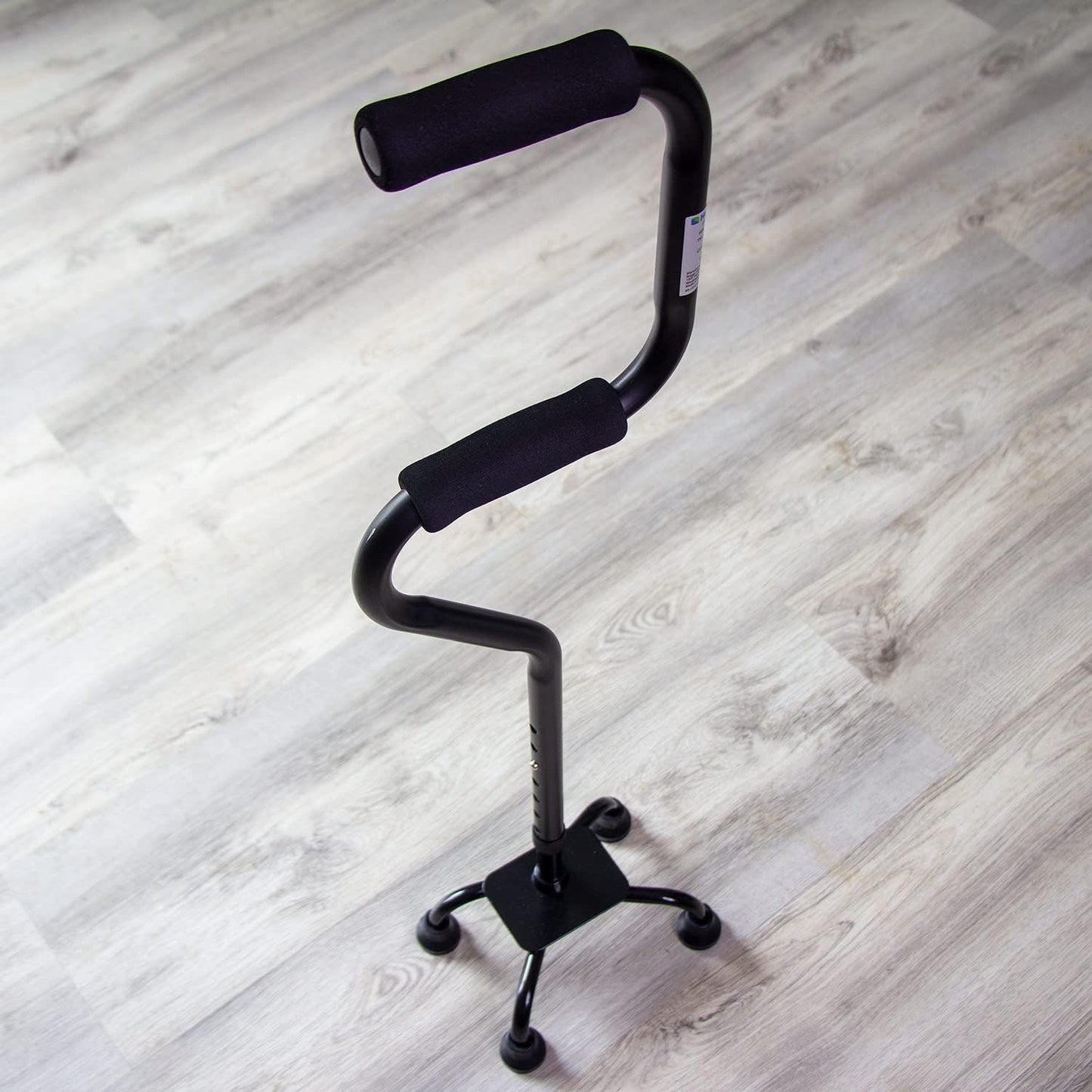 Quad Walking Cane, Sit to Stand Walker, Adjustable Canes for Men, Canes for Women, FSA HSA Eligible with Quad Base, Foam Handles Quad Cane, Black