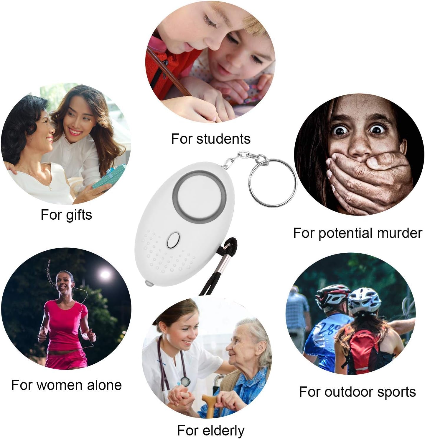 Household Safety Alarm 8-Pack - 140Db Personal Security Alarms with LED Light for Seniors & Caregivers