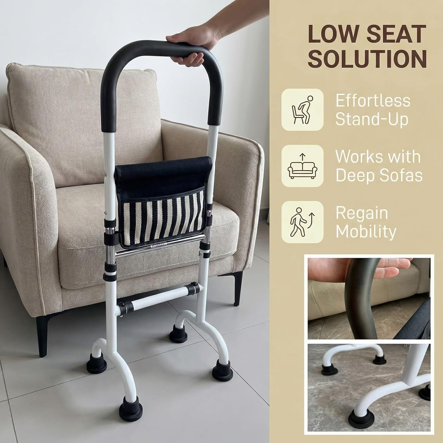 Stand Assist Aid for Elderly; Mobility Aids for Seniors; Couch Toilet Assist Rail; Knee Surgery Recovery Aids; Height Adjustable ; Weight 5Lbs, Bear 350Lbs.(Not a Walker; Not for Weak Arms)