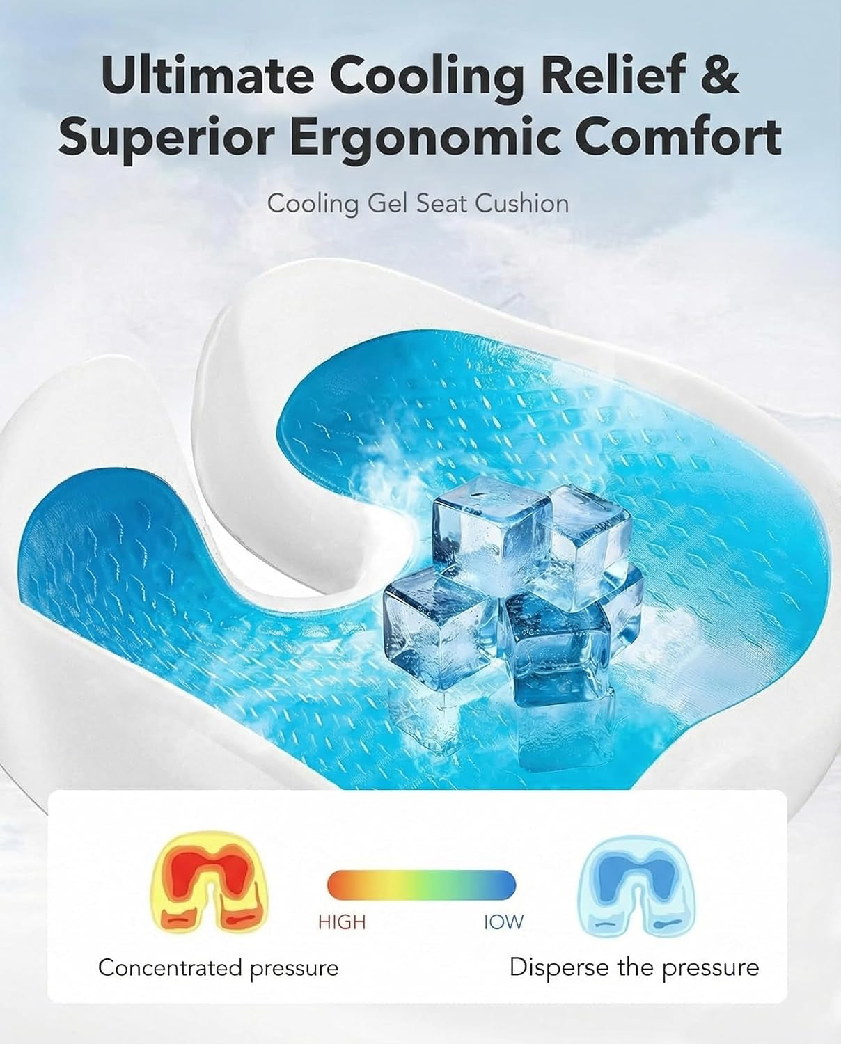 Ergonomic Gel-Enhanced Seat Cushion for Wheelchair, Car & Office