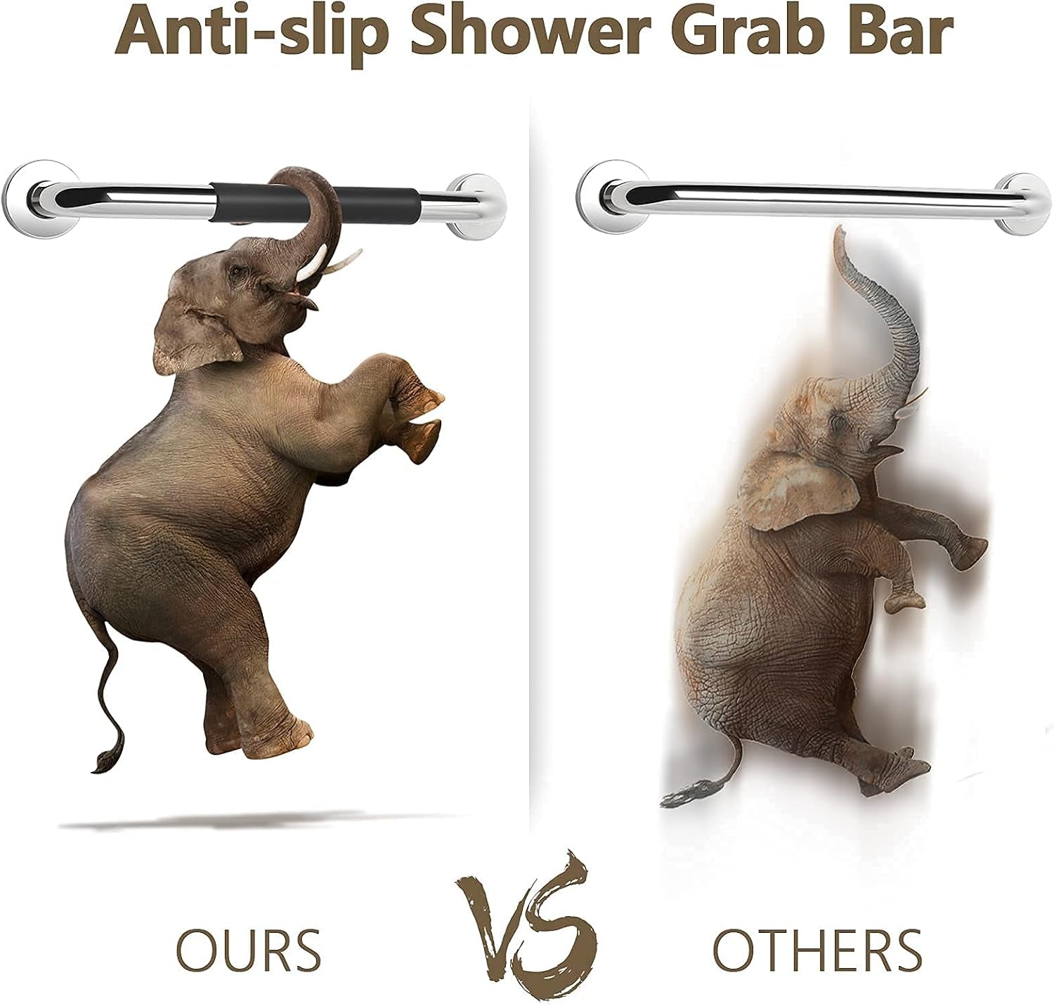 2 Pack Grab Bars for Showers 16 Inch anti Slip, Shower Grab Bars for Seniors, Handicap Grab Bars for Wall Bathroom, Safety Bath & Shower Handles for Elderly,