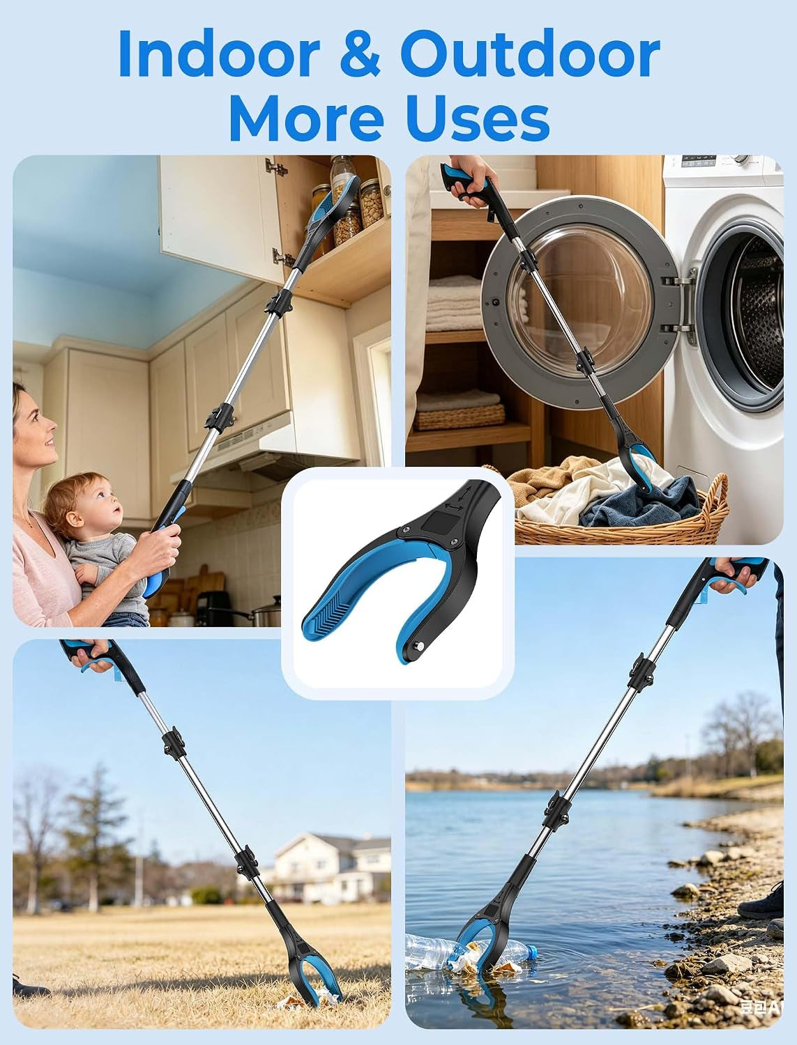 32" Grabber Reacher Tools, 2 Pack Upgraded Strong Foldable Reacher Grabber Heavy Duty Pickup Tool, 4" Wide Claw Opening & 360° Rotating Jaw & Magnet Lightweight Grabber Tool for Senior Patient