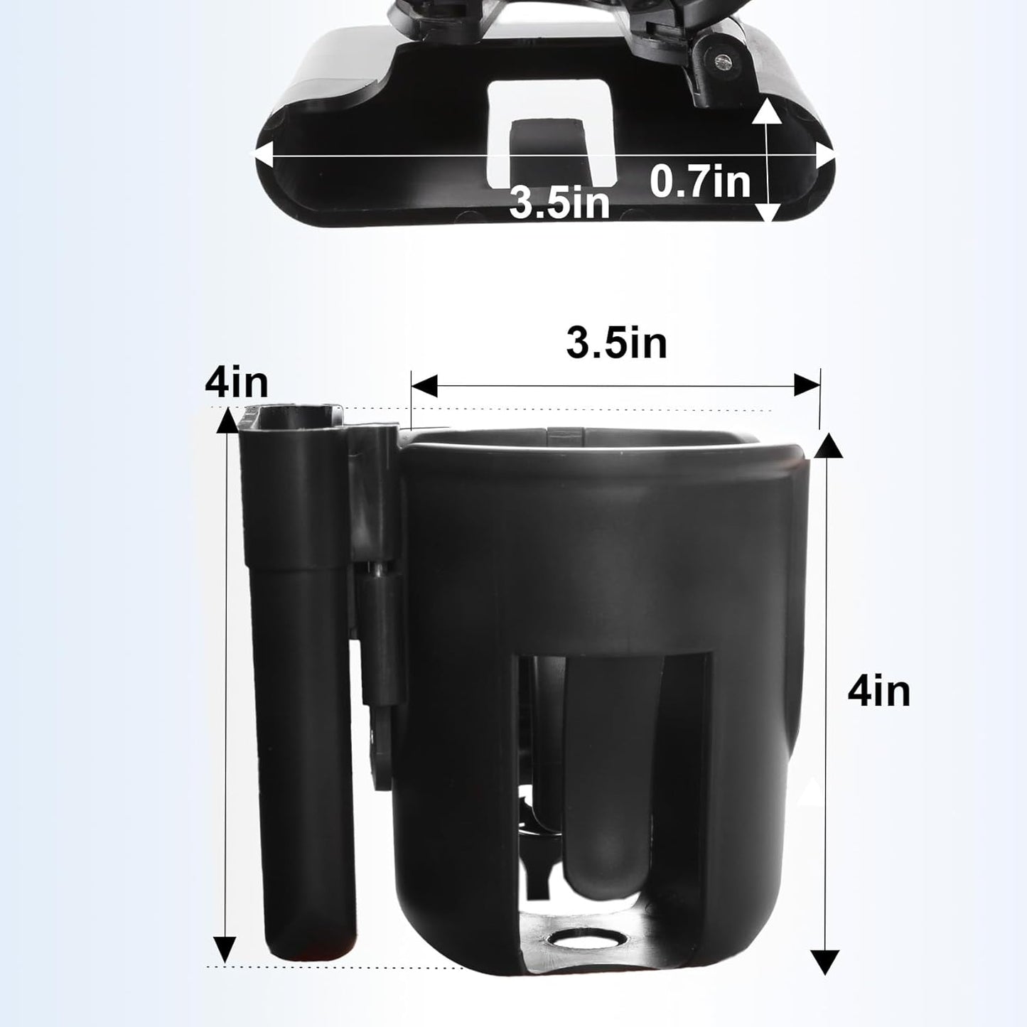 2-In-1 Walker Cup Holder with Reversible Phone Holder，Fit for Wheelchair, Rollator, Scooter, Bike, Mobility, Camper, Stroller with Sturdy,Rotatable,Adjustable and anti - Slip Clip