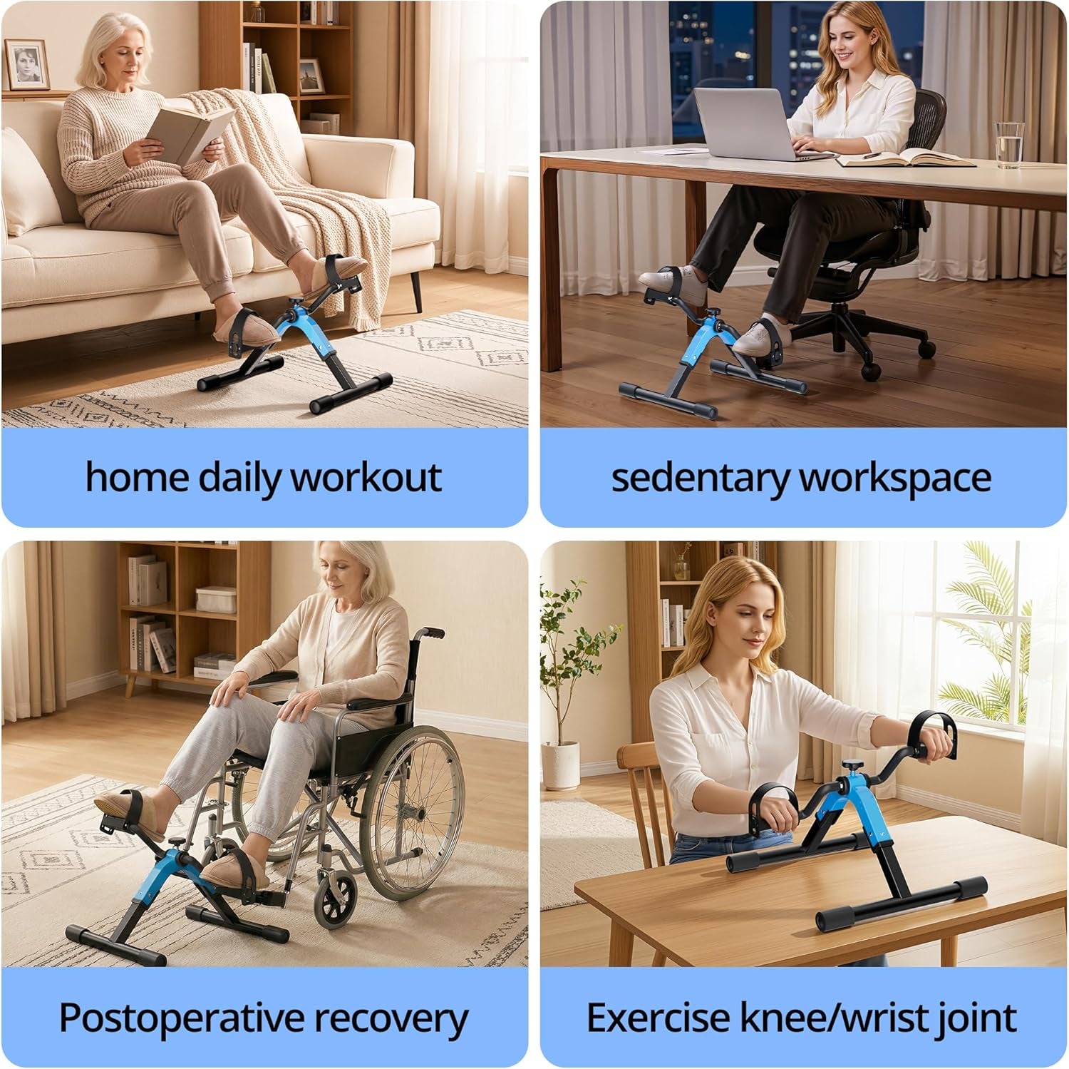 Folding Pedal Exerciser for Arms & Legs, Under-Desk or Chairside