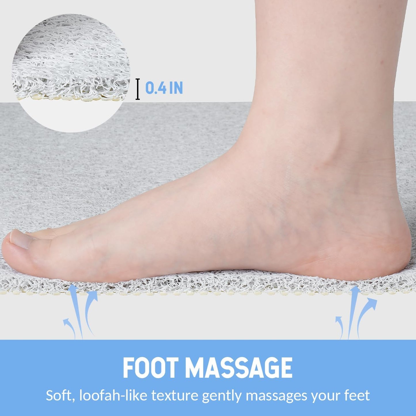 Non-Slip Bathtub Mat, anti Slip Shower Mat, Fast Drying Bathtub Mats, Foot Scrubber Mat, anti Slip Mat for Tub, Floor, Bathroom, Kitchen, Home, Hotel (White 40"×16")