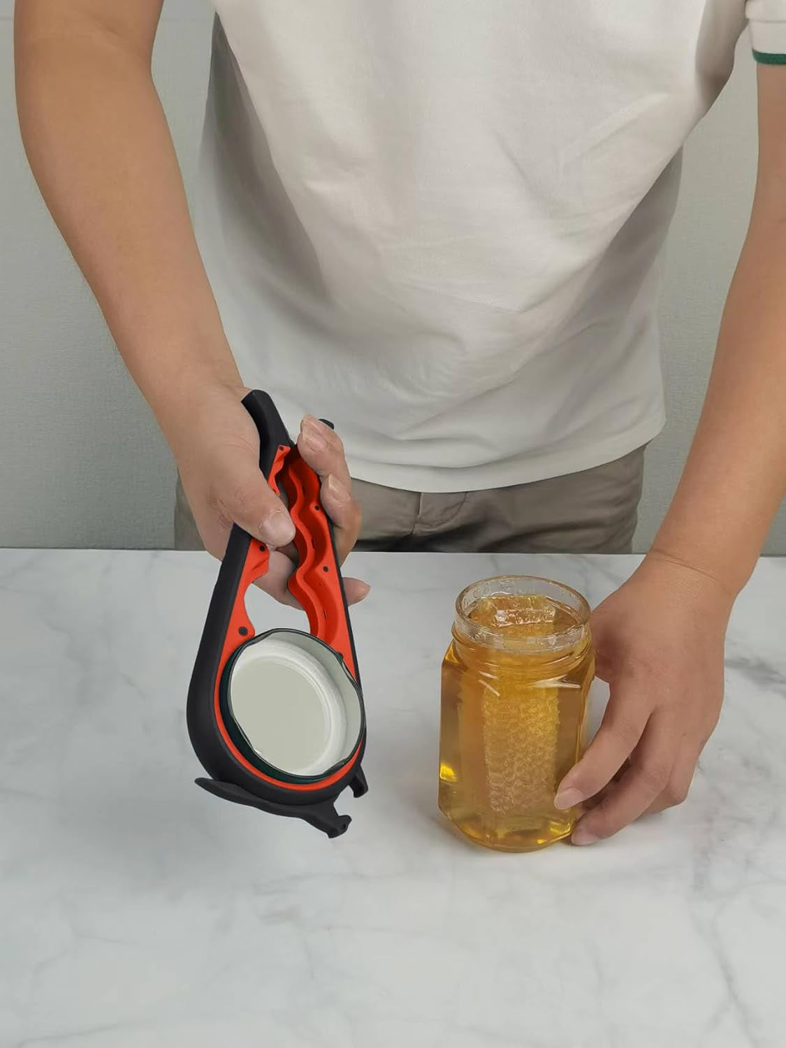 Jar Opener Bottle Opener and Can Opener for Weak Hands, Seniors with Arthritis and Anyone with Low Strength, Mutil Jar Opener Get Lids off Easily (Black and Red)