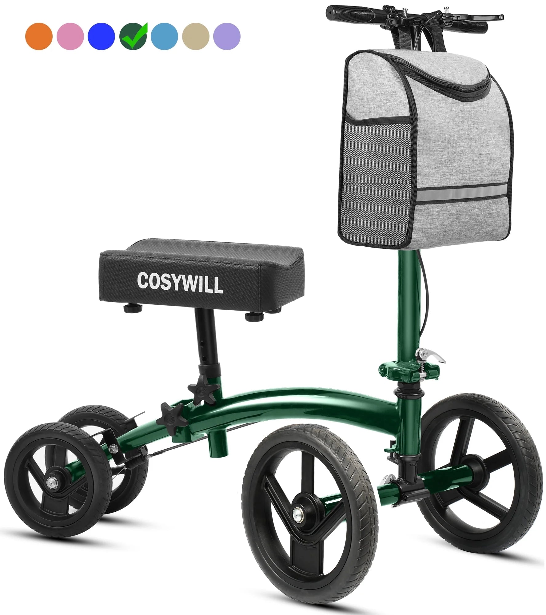 Steerable Knee Scooter,Economy Knee Walker,All Terrain Foldable Medical Scooter for Foot Injuries Crutches Alternative,Green