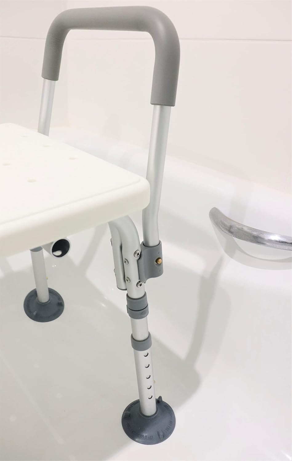 Tub Transfer Bench for Bathtub, Shower Chair with Backrest, Slip-Resistant Feet, Height Adjustable, White, Shower Bench Shower Seat for Elderly and Disabled
