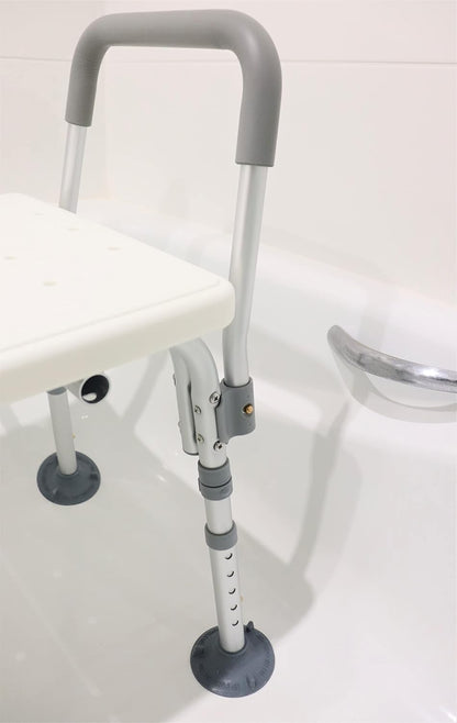 Tub Transfer Bench for Bathtub, Shower Chair with Backrest, Slip-Resistant Feet, Height Adjustable, White, Shower Bench Shower Seat for Elderly and Disabled