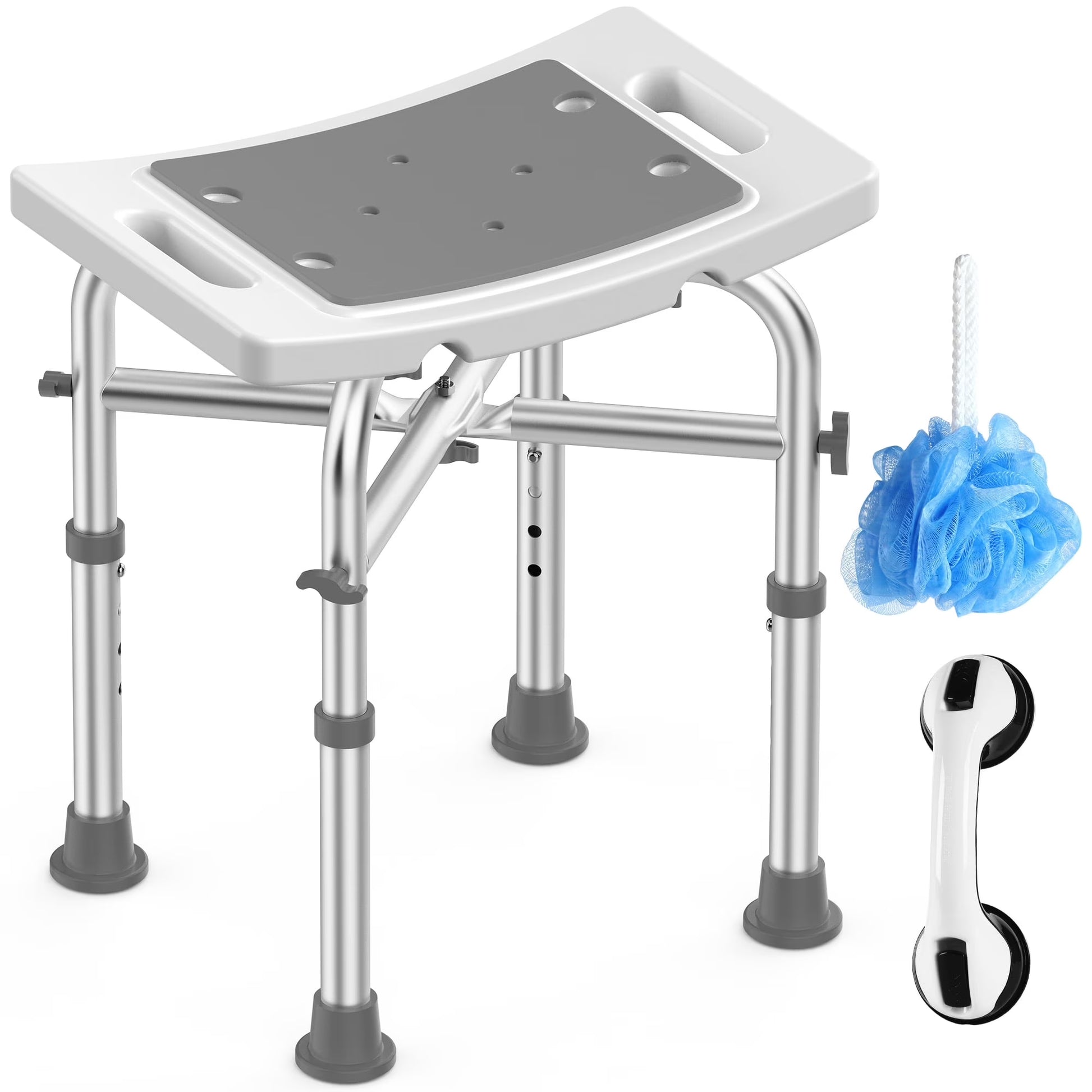 Shower Chair for Elderly, 500Lb Adjustable Height Bath Seat with Tool-Free Assembly, Anti-Slip FSA/HSA Eligible Shower Stool for Smaller Bathtub & Bathroom, Ideal for Seniors and Disabled Adult