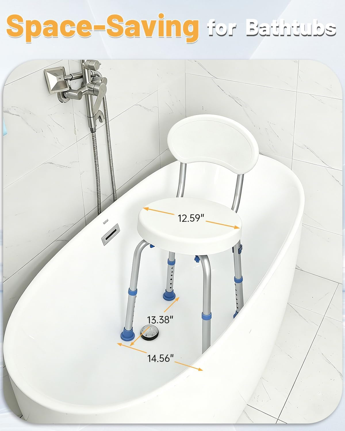 HSA/FSA Swivel Shower Chair for inside Shower, Upgraded Small Shower Chair with Back, Adjustable Shower Stool for inside Shower, Shower Chair for inside Tub Bath Stool for Senior/Pregnant