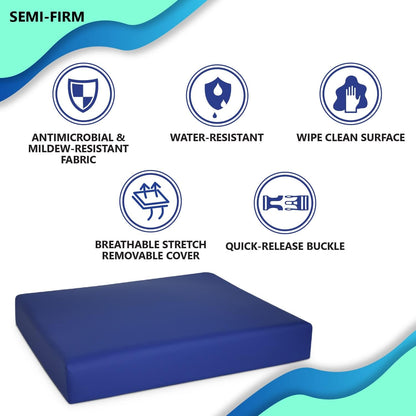 Firm Non-Slip Wheelchair Seat Cushion, 22 X 18 X 2 Inch