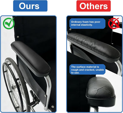 Padded Armrests for Wheelchair, Premium Wheelchair Armrest Pads, 10-1/4" Long Wheelchair Armrest Replacement Parts, Compatible with All Brands(1 Pair)
