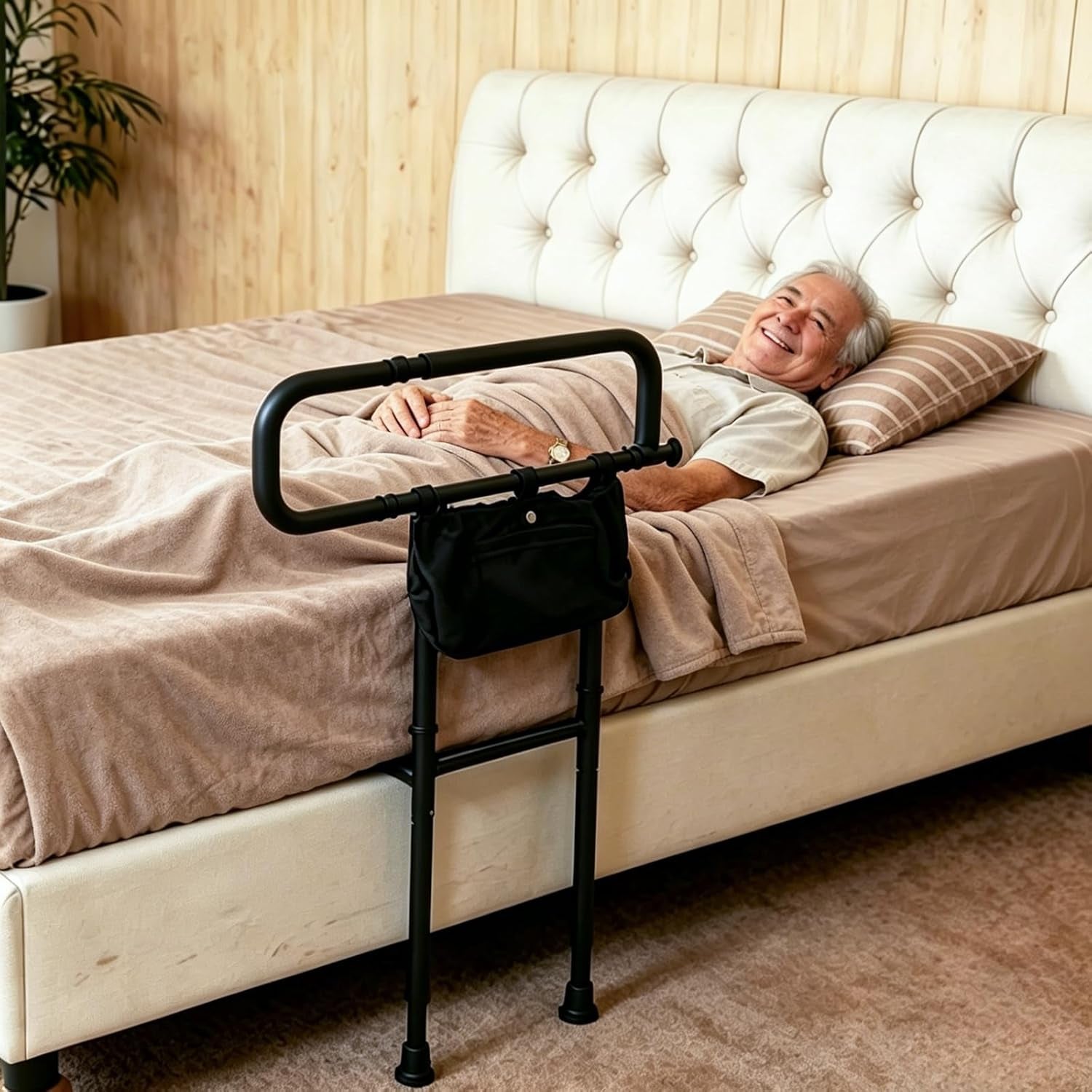 Bed Rails for Elderly Adults Safety, Adjustable Bed Assist Rail with Non-Slip Base, 400 Lbs Support Bed Grab Bar for Seniors, Fits Twin Full Queen King Beds