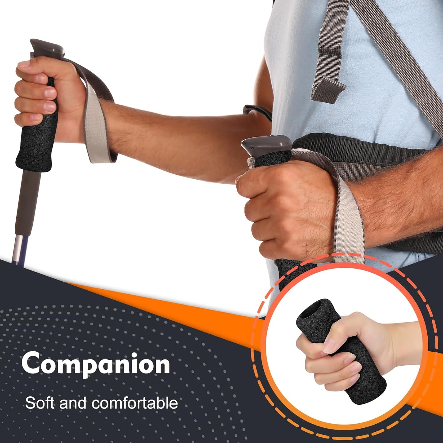 ‌ Cane Crips - 4-Pack Non-Slip Replacement Foam Handles for Walking/Offset Canes & Bicycle Handlebars, 4.5"X1"X1" (11.5X2.5X2.5 Cm), Soft & Durable Grip Covers