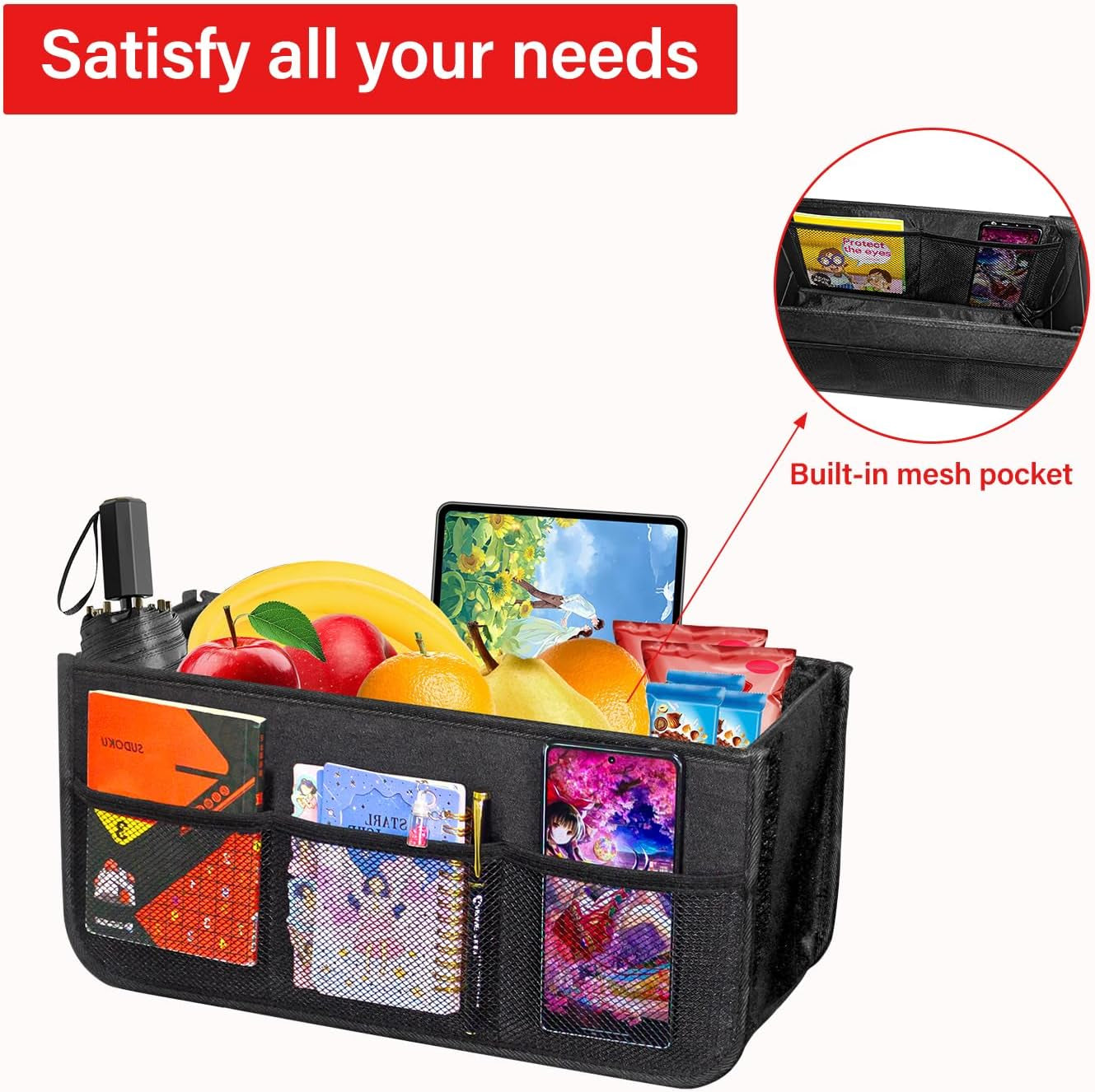Upgrade Rollator Basket,Walker Basket Bag for Folding Walker Storage,Rollator Walker Bag Cup Holder,Large Capacity Rollator Walker Accessories Organizer (Rollator Basket + Gift Box)