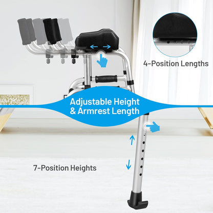 Walkers for Seniors, Foldable Standard Walker with 5’’ Wheels and Removable Padded Armrests 220Lbs, Lightweight Walking Mobility Aid, Folding Platform Walker for Elderly, Handicap, Disabled