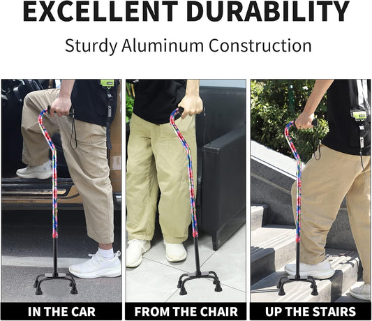 Floral Quad Cane - Powder Flower