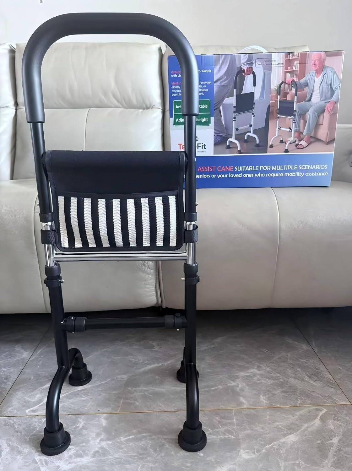Stand Assist Aid for Elderly; Couch Toilet Stand Assist Rail; Quad Canes Mobility Aids for Seniors; Hip Knee Surgery Recovery Aids; Height Adjustable Bear 350Lbs. (Not a Walker, Not for Weak Arms)