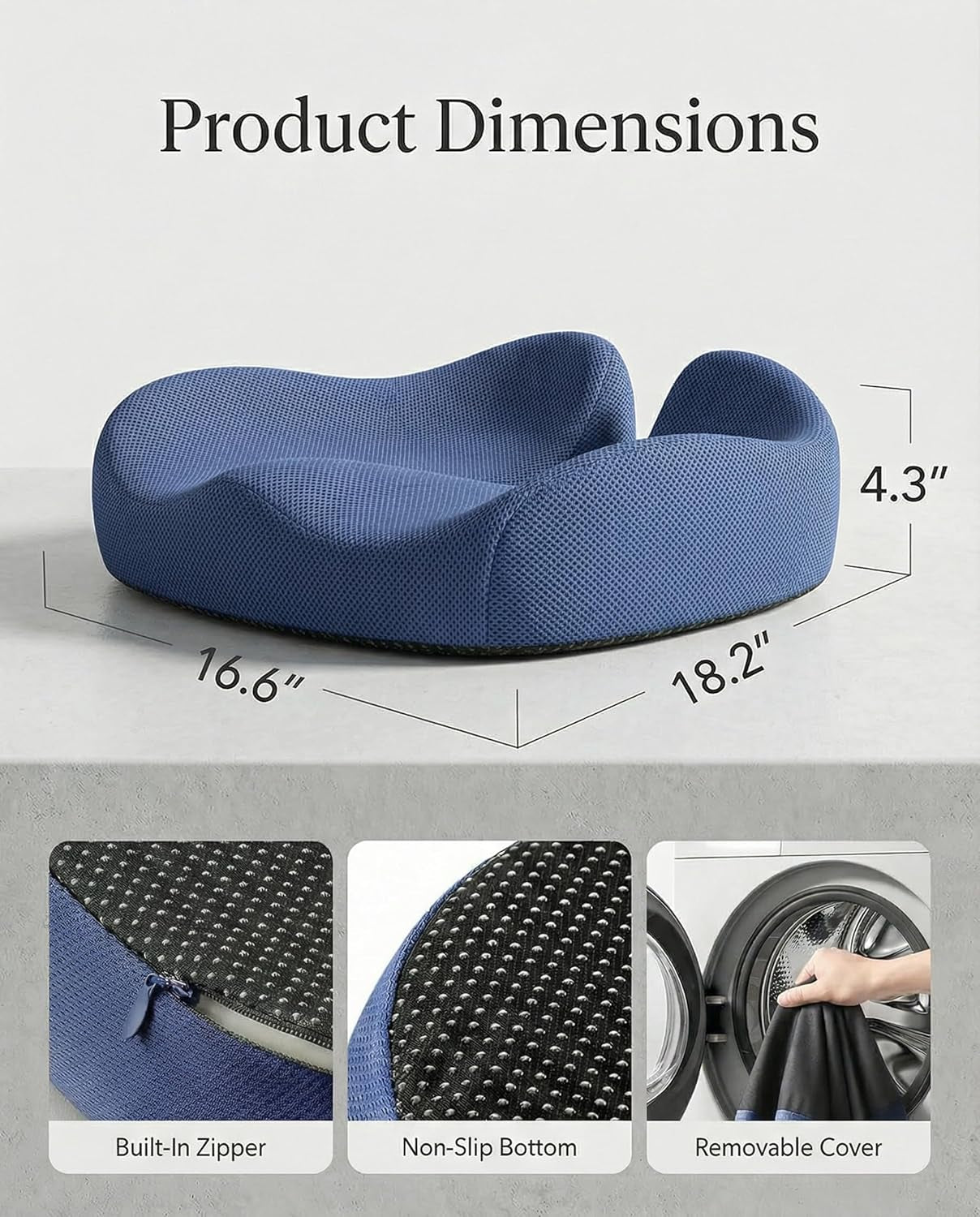 Ergonomic Gel-Enhanced Seat Cushion for Wheelchair, Car & Office