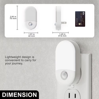 Motion Sensor Night Light Plug-In, 4-Pack, 5000K Daylight White, Adjustable Brightness for Bathroom, Bedroom, Hallway
