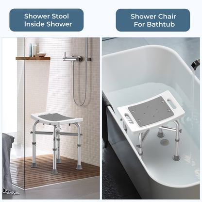 Shower Chair for Elderly, 500Lb Adjustable Height Bath Seat with Tool-Free Assembly, Anti-Slip FSA/HSA Eligible Shower Stool for Smaller Bathtub & Bathroom, Ideal for Seniors and Disabled Adult
