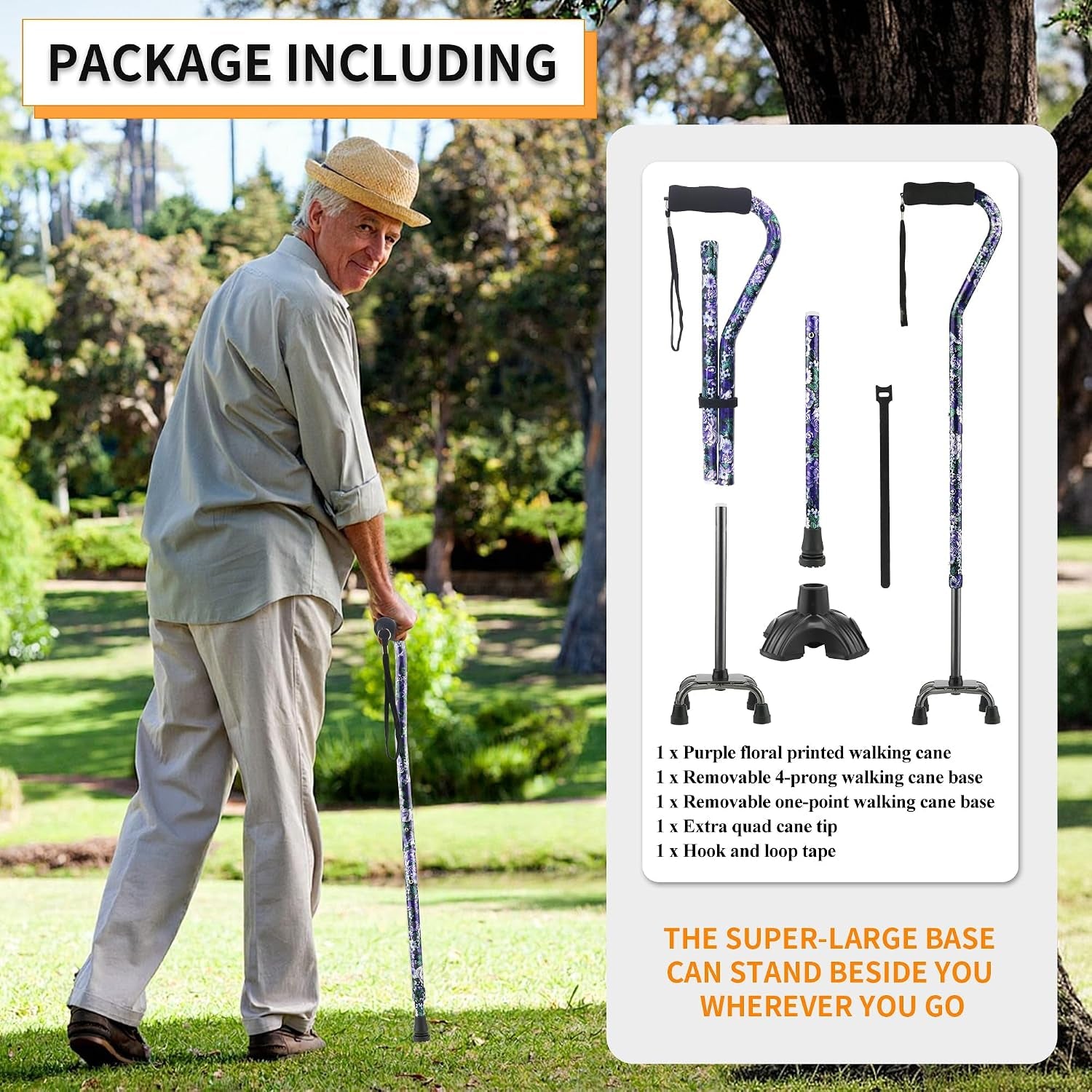Floral Quad Cane - Violet