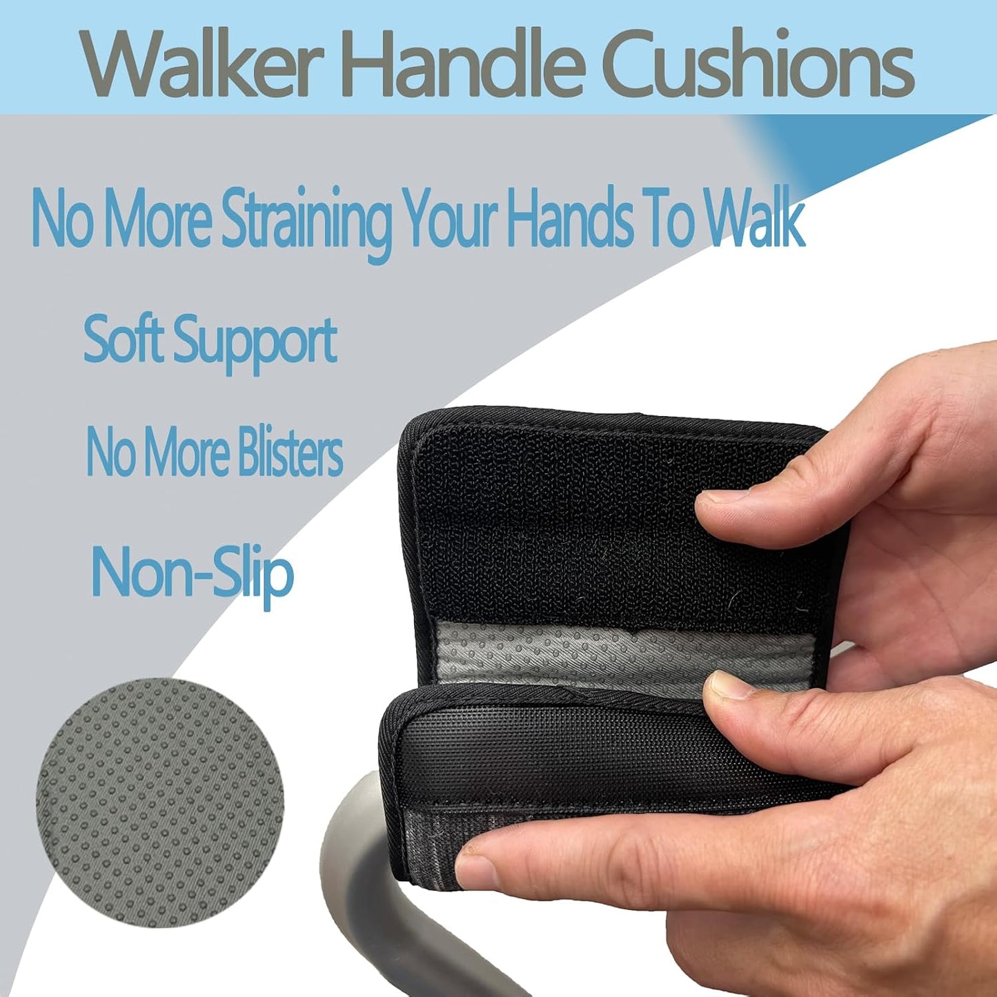 Walker Handle Cushions - Padded Hand Covers - Soft Cushion Padding Medical for Folding Rolling Wheelchair, Rollator Handle, Senior, Elderly Grippers - Crutch Handle Pad Grips - Mobility Aid