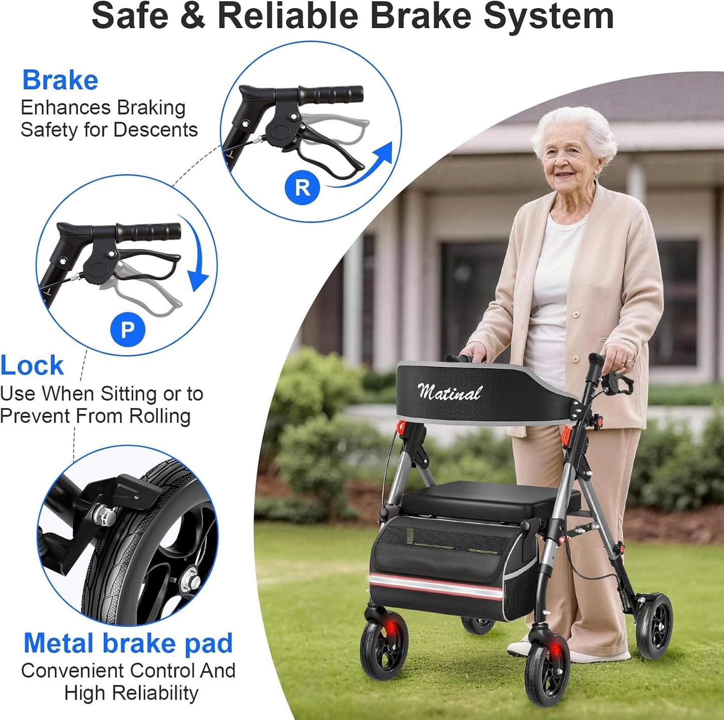 Rollator Walker with Seat - Silver