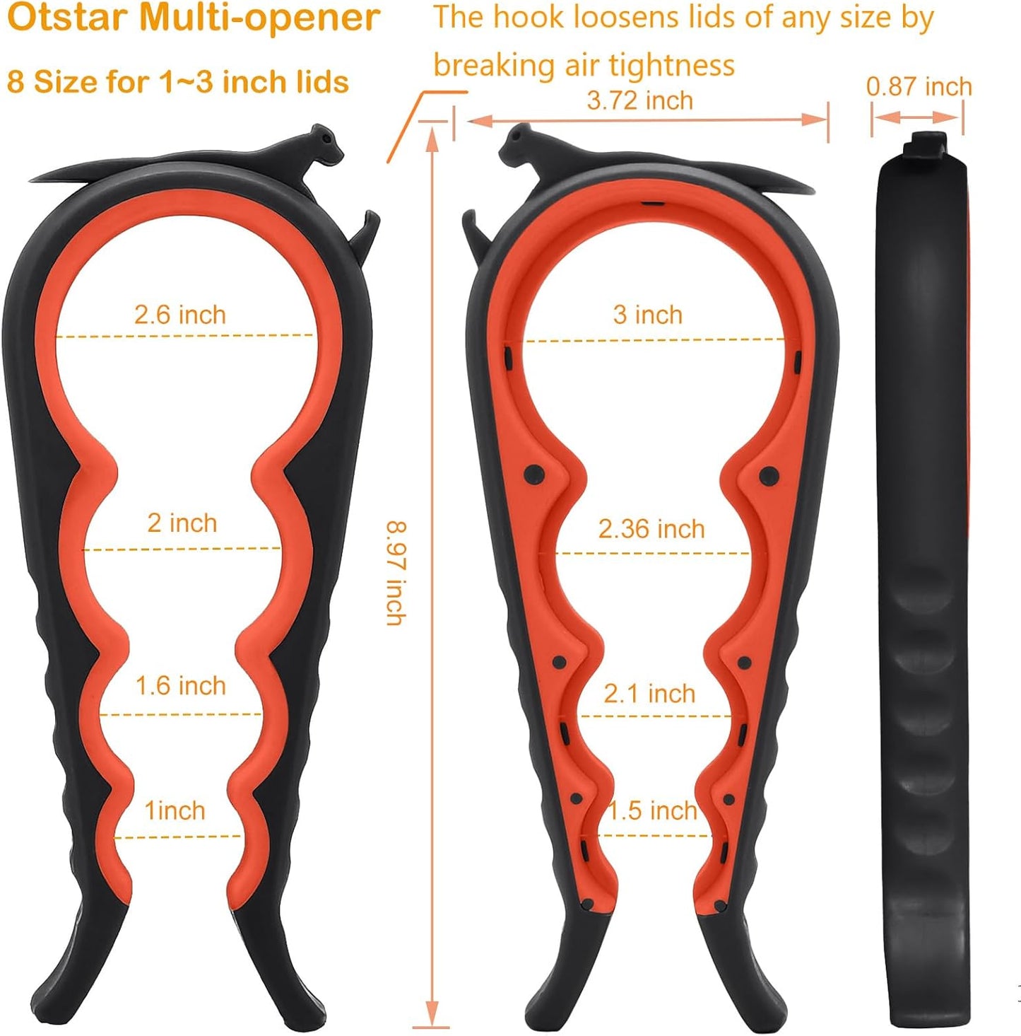 Jar Opener Bottle Opener and Can Opener for Weak Hands, Seniors with Arthritis and Anyone with Low Strength, Mutil Jar Opener Get Lids off Easily (Black and Red)