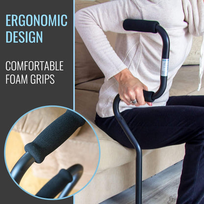 Quad Walking Cane, Sit to Stand Walker, Adjustable Canes for Men, Canes for Women, FSA HSA Eligible with Quad Base, Foam Handles Quad Cane, Black