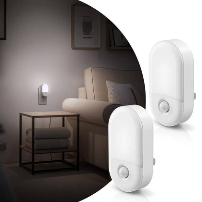 Motion Sensor Night Light Plug-In, 4-Pack, 5000K Daylight White, Adjustable Brightness for Bathroom, Bedroom, Hallway