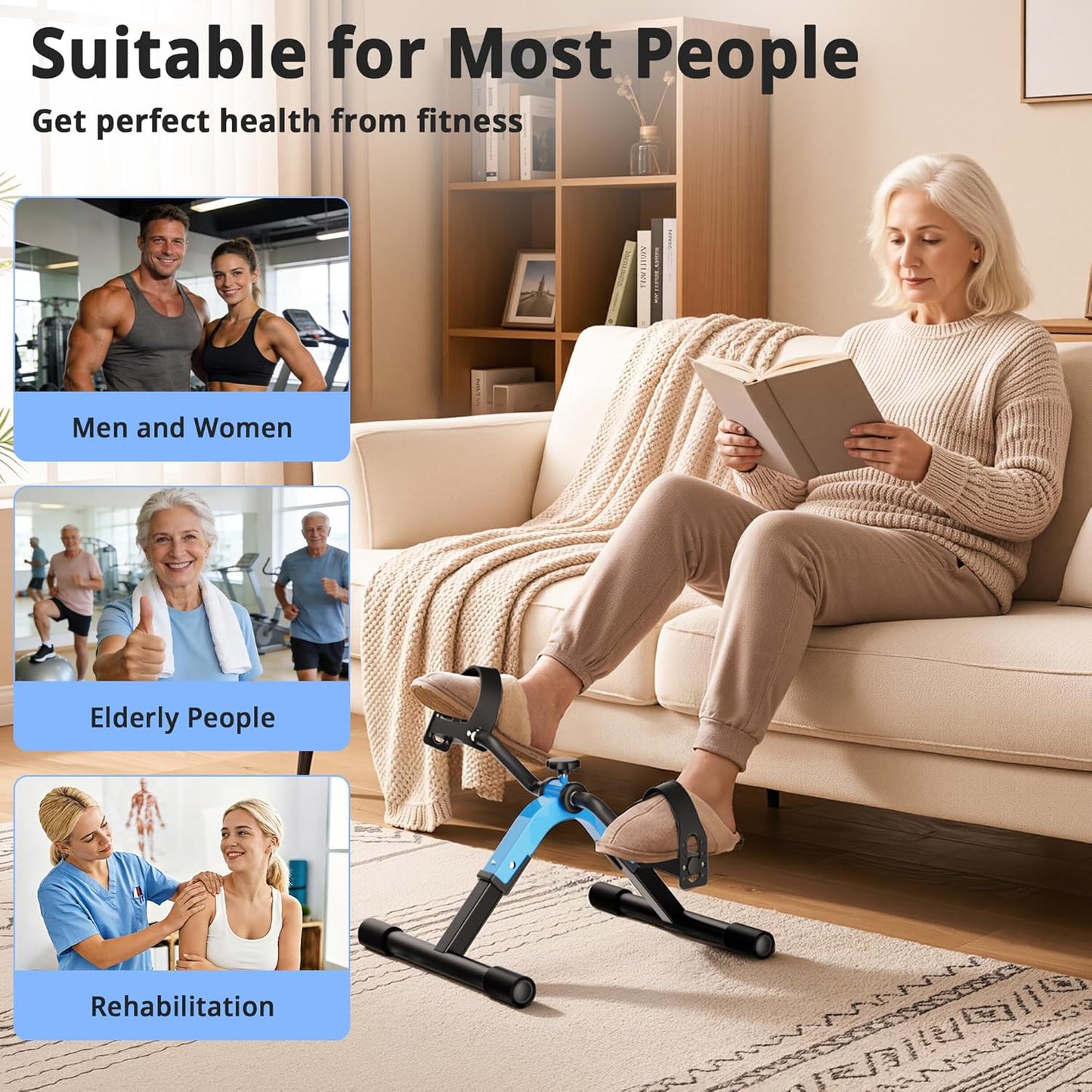 Folding Pedal Exerciser for Arms & Legs, Under-Desk or Chairside
