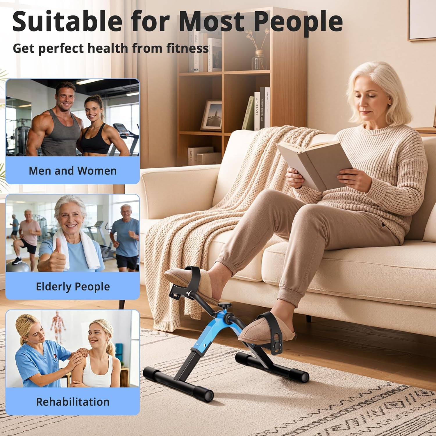Folding Pedal Exerciser for Arms & Legs, Under-Desk or Chairside