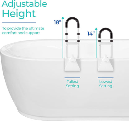 Adjustable Bathtub Grab Bar, Safety Bath & Shower Grab Bars for Elderly Seniors, Handicap Grab Bars (300Lb Weight Limit), Bathroom Grab Bars for Seniors with Adjustable Handles