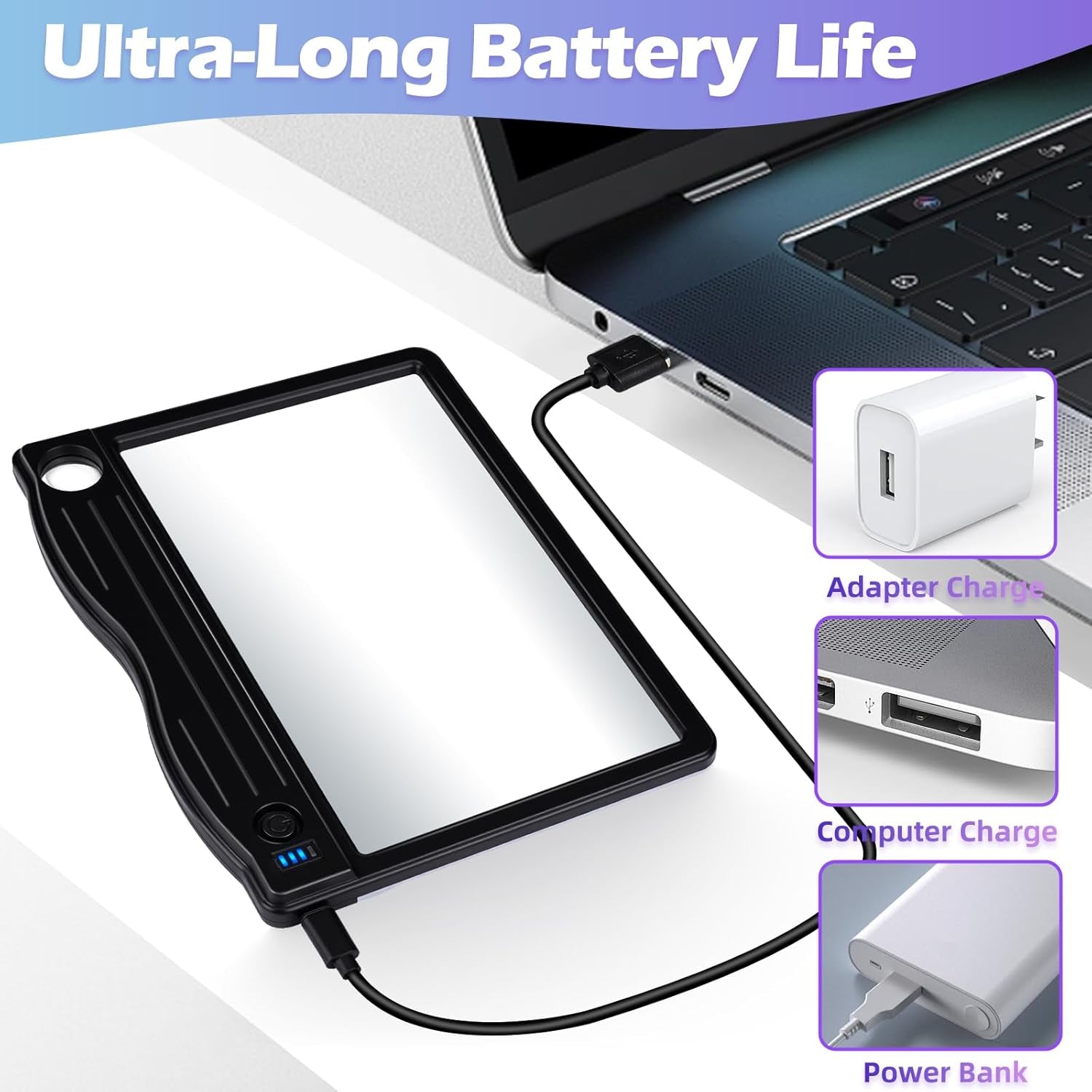 Rechargeable Full-Page LED Magnifying Glass for Reading, 6X-30X