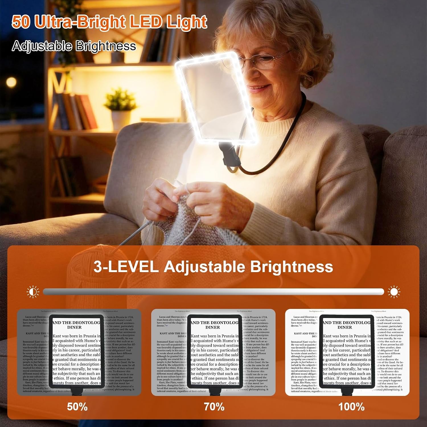 Hands-Free Neck Magnifier with LED Light, 10X, for Reading & Crafts