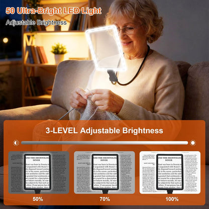 Hands-Free Neck Magnifier with LED Light, 10X, for Reading & Crafts