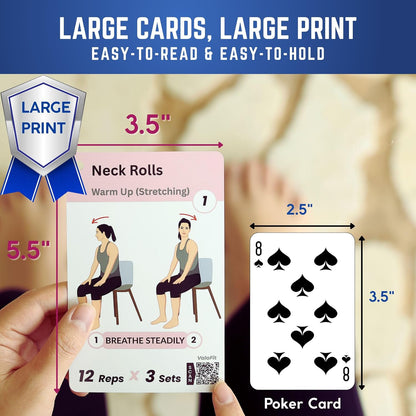 Chair Yoga for Seniors Kit - 71 Large-Print Exercise Cards + 4 Resistance Bands