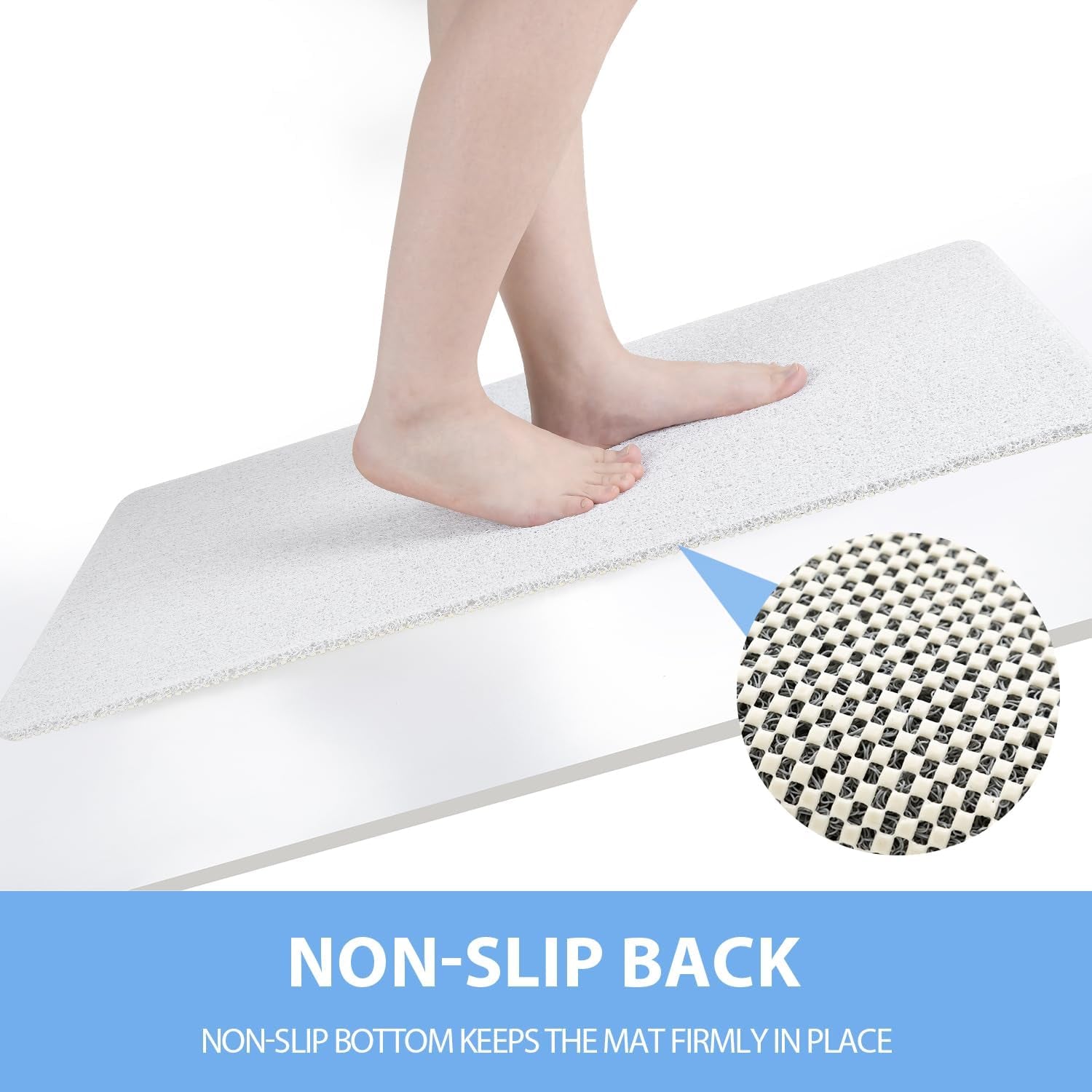 Non-Slip Bathtub Mat, anti Slip Shower Mat, Fast Drying Bathtub Mats, Foot Scrubber Mat, anti Slip Mat for Tub, Floor, Bathroom, Kitchen, Home, Hotel (White 40"×16")