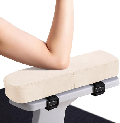 Ergonomic Office Chair Armrest Pads, Memory Foam Arm Rest Covers, Non-Slip Armrest Cushion with Adjustable Buckles and Straps, Elbow Relief for Desk, Gaming & Wheelchair (Cream, Set of 2)