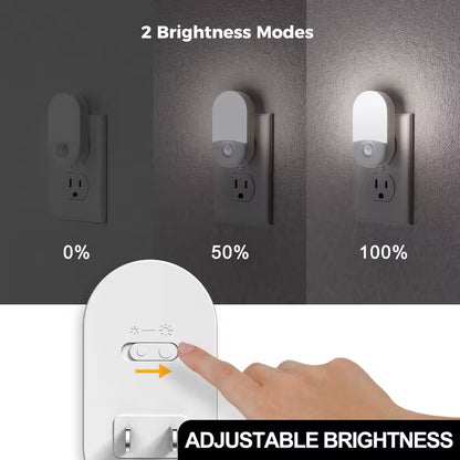 Motion Sensor Night Light Plug-In, 4-Pack, 5000K Daylight White, Adjustable Brightness for Bathroom, Bedroom, Hallway