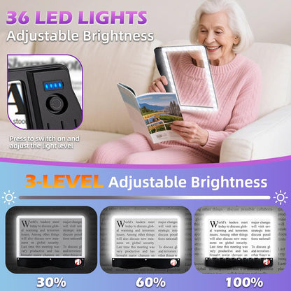 Rechargeable Full-Page LED Magnifying Glass for Reading, 6X-30X