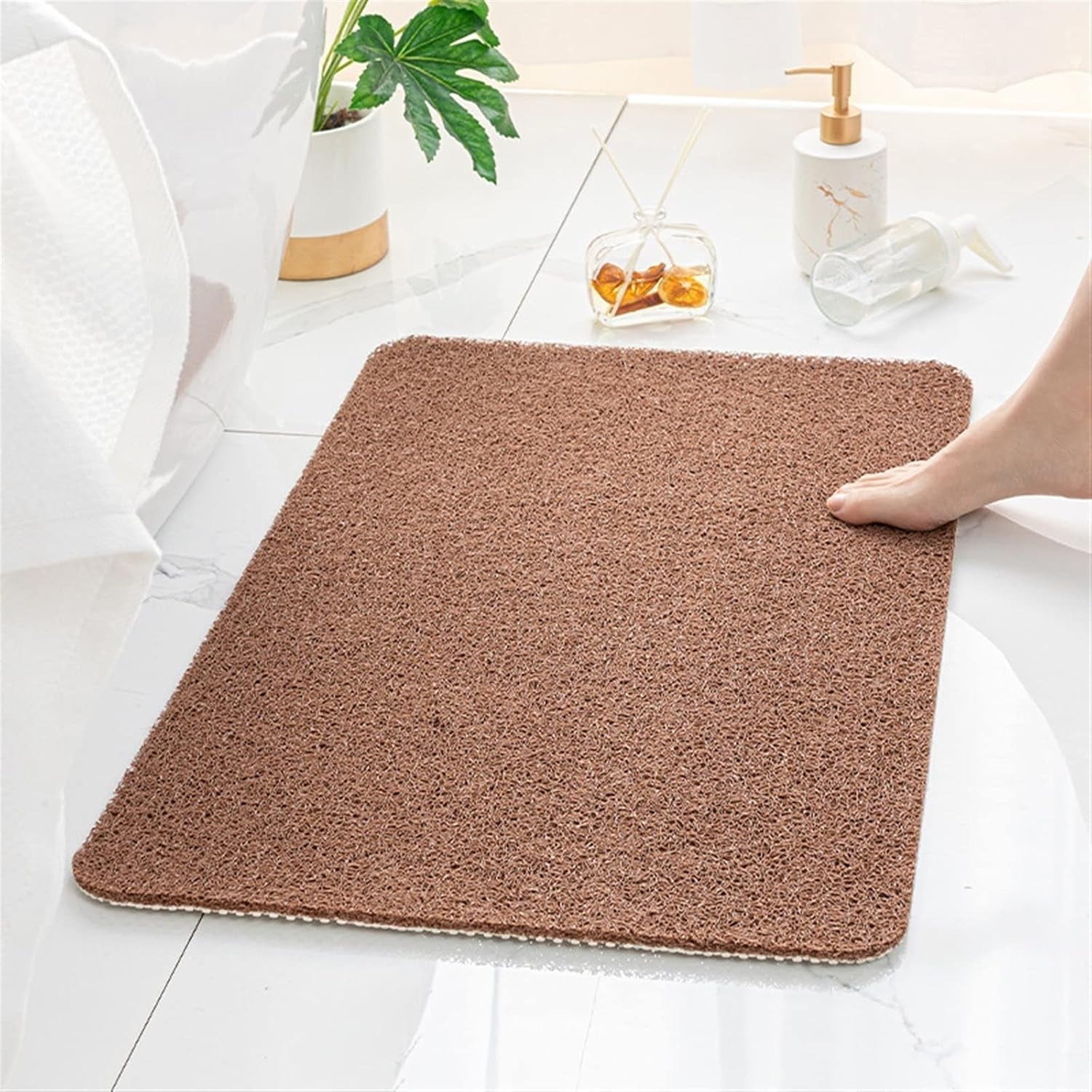 Secure Mat, Non-Slip Bathtub Mat, the Ultimate Non-Slip Bath Mat, Shower Mat Floor Mat for Tub, Shower, Bathroom (Brown, 45X75Cm(17.72"X29.53"))