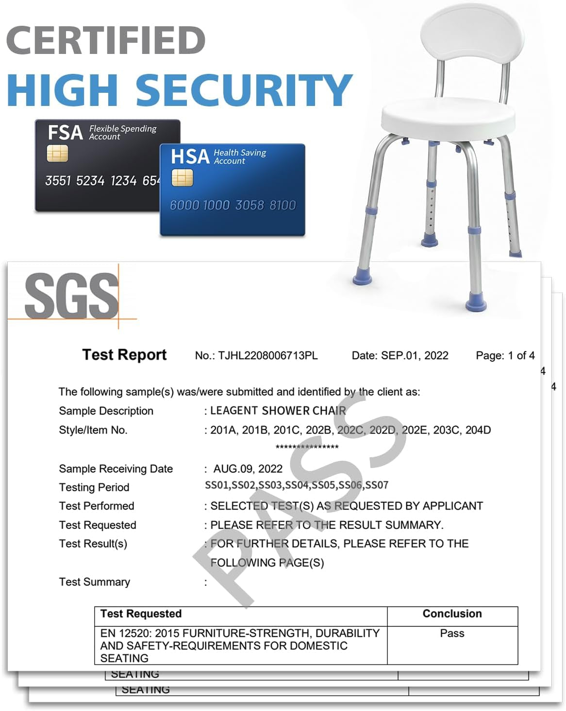 HSA/FSA Swivel Shower Chair for inside Shower, Upgraded Small Shower Chair with Back, Adjustable Shower Stool for inside Shower, Shower Chair for inside Tub Bath Stool for Senior/Pregnant