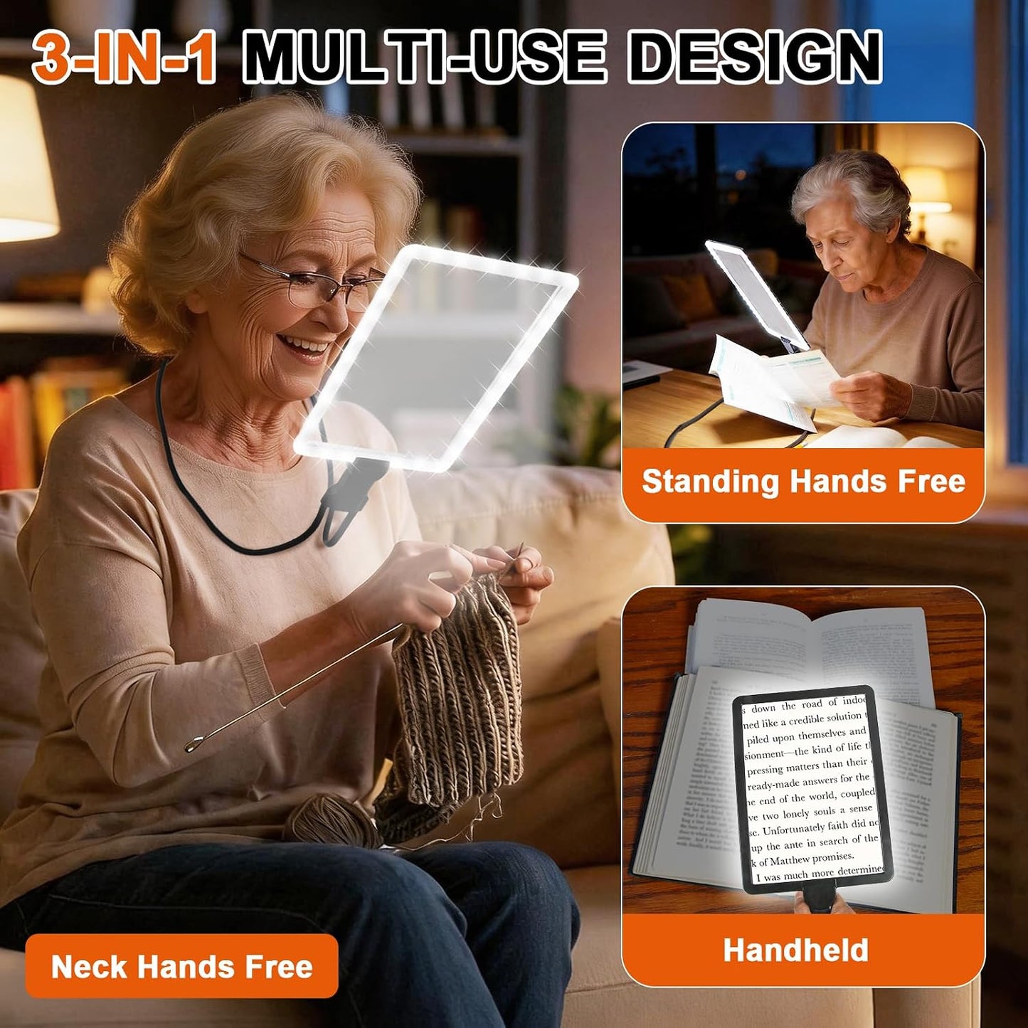 Hands-Free Neck Magnifier with LED Light, 10X, for Reading & Crafts
